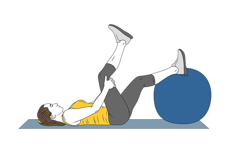 Estiramiento femoral con pelota pilates