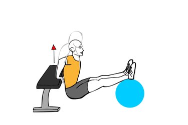 Extension de brazos apoyado en pelota de pilates