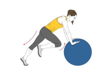 Elevación alterna de rodillas al apoyado en pelota de pilates