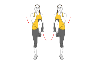 Flexión de caderas alternas hacia el codo contrario