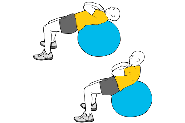 Encogimientos abdominales sobre pelota de pilates