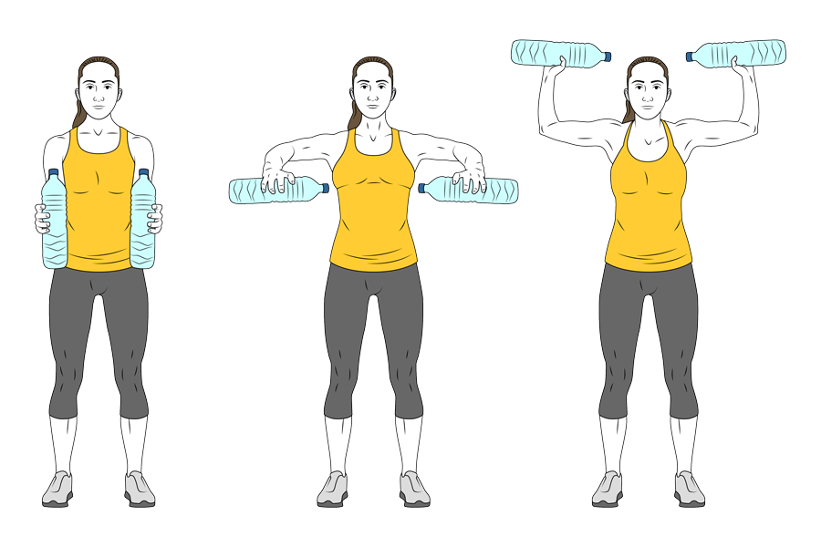 Aperturas y rotación de hombros con botellas