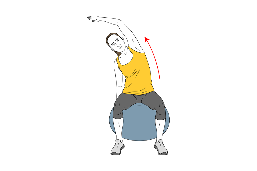 Estiramiento de abdominales oblicuos sobre pelota de pilates