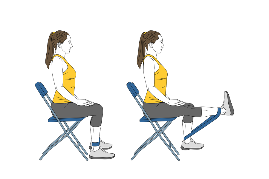 Extensión de rodilla sentado con banda elástica