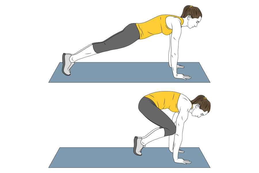 Plancha y flexión de piernas